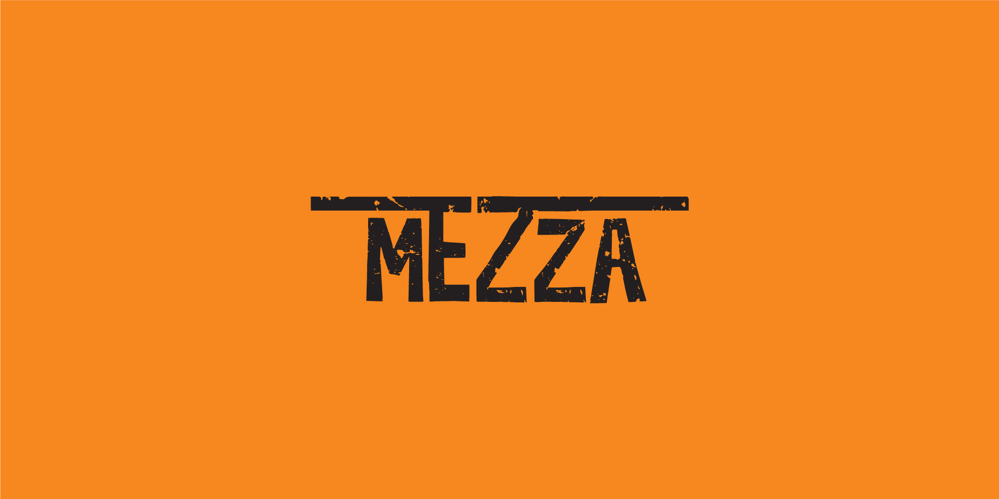 Mezza logo design 2 black logo on orange bg