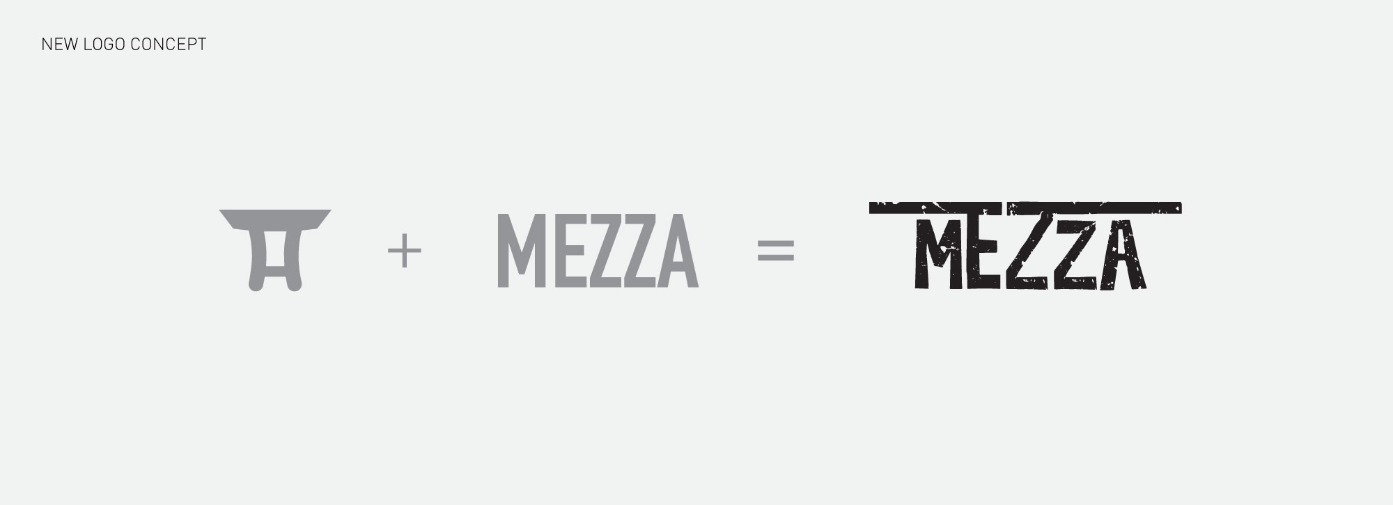 mezza logo design 3 logo inspiration showing table and text joining to create the final logo