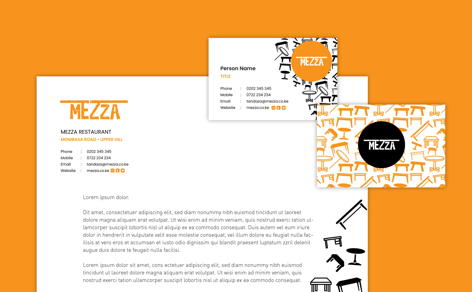 mezza logo design 6 letterhead and business card designs