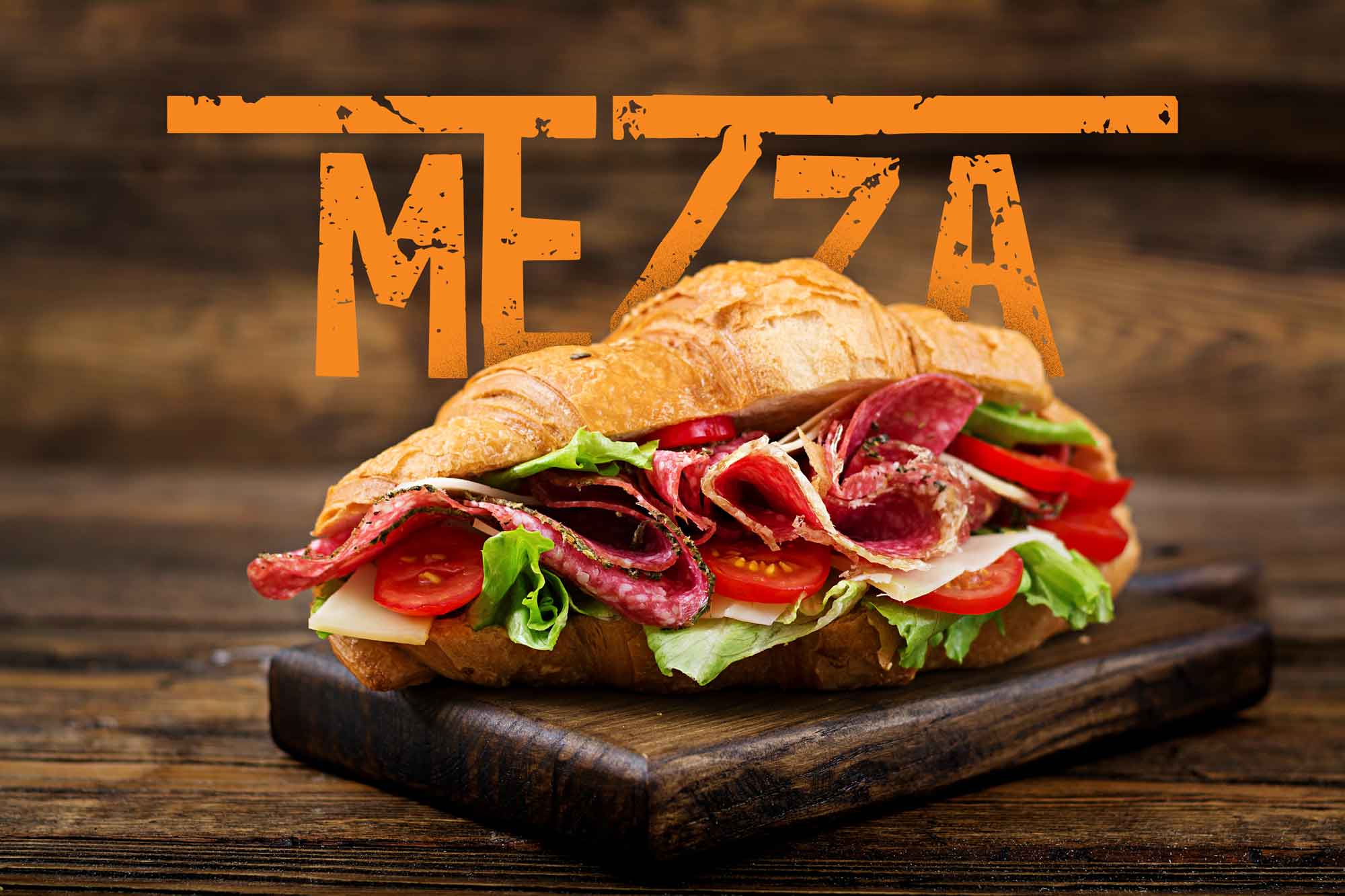 mezza logo design 9 sandwich over the mezza logo